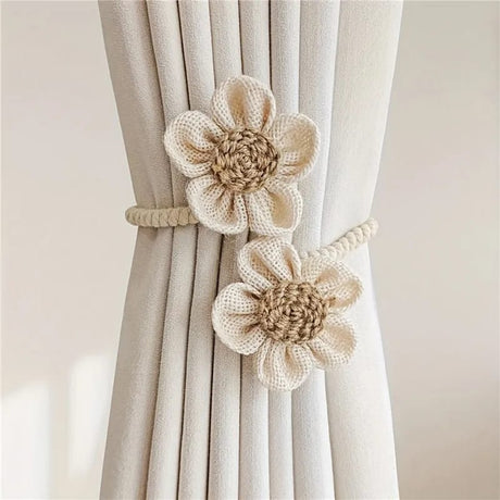 Flower Shape Curtain Tieback Elastic Band Window Curtain Buckles Magnetic Buckle Curtain Rope Holders Kids Room Home Decor