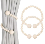 Magnetic Wooden Beads Curtain Tiebacks – 2pcs Boho Decor Accessories