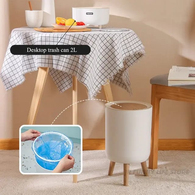 Nordic Style Garbage Container With Wood Grain Cover