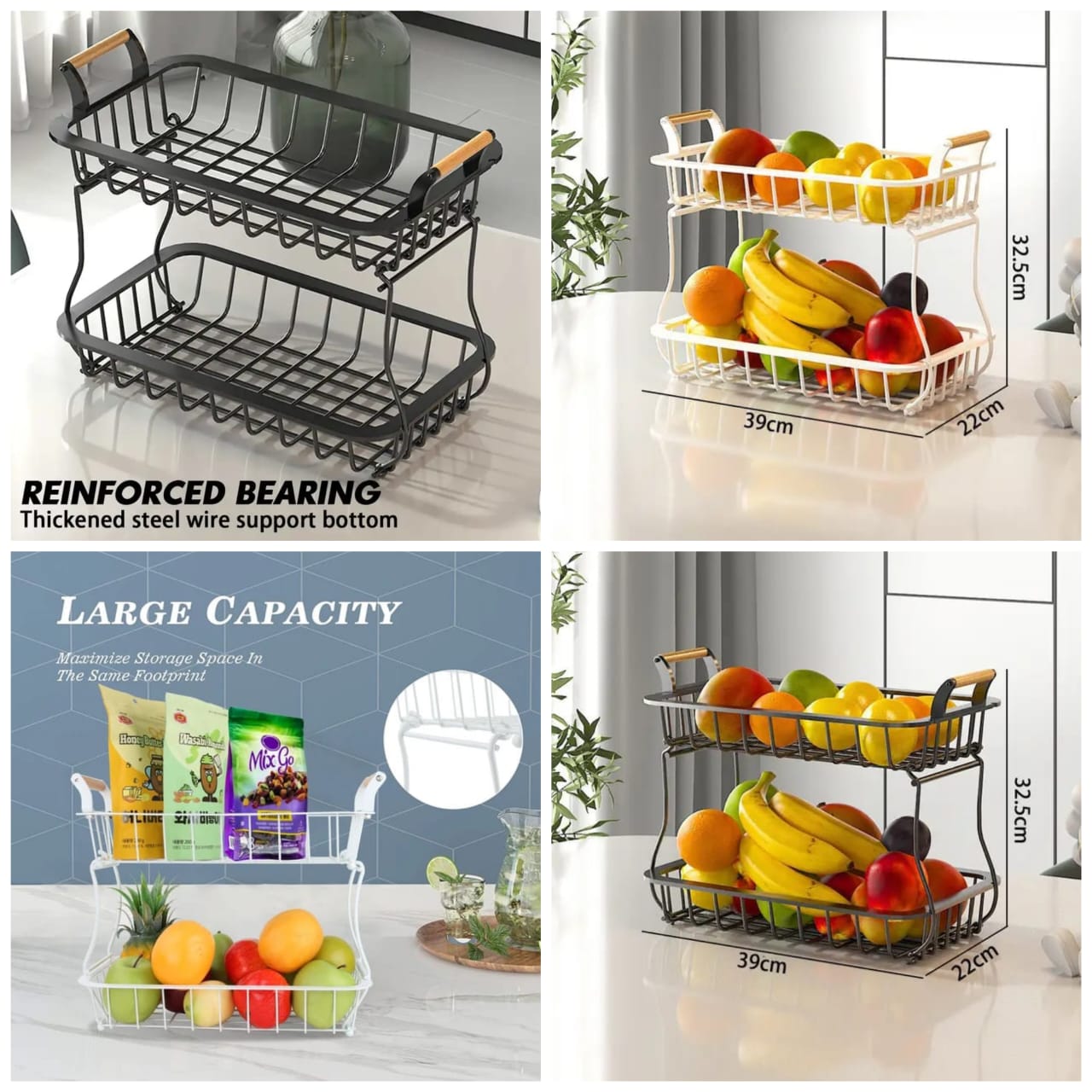 detachable Nordic metallic fruit 2 tier