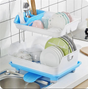 2 tier dish rack white green drainage tray kitchen counter — iDecorators Kenya