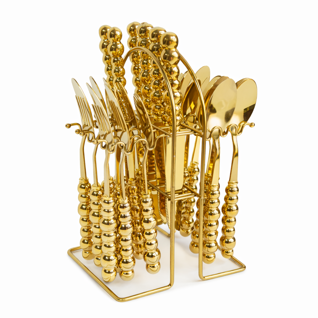 Luxury Gold Beaded Cutlery Set 