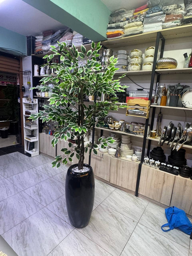 Artificial plant ficus tree in black planter displayed in store — iDecorators Kenya