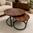 “Modern walnut nesting coffee table set in Kenya”