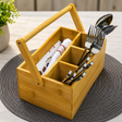 Bamboo Cutlery Organizer with Handle