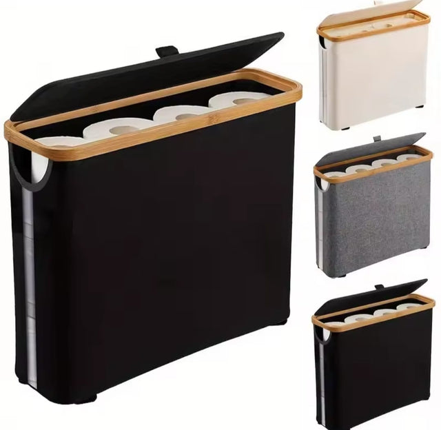 Bamboo Lid Slim Storage Basket 45×35×15cm bli