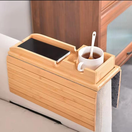 Bamboo sofa arm rest organizer grc