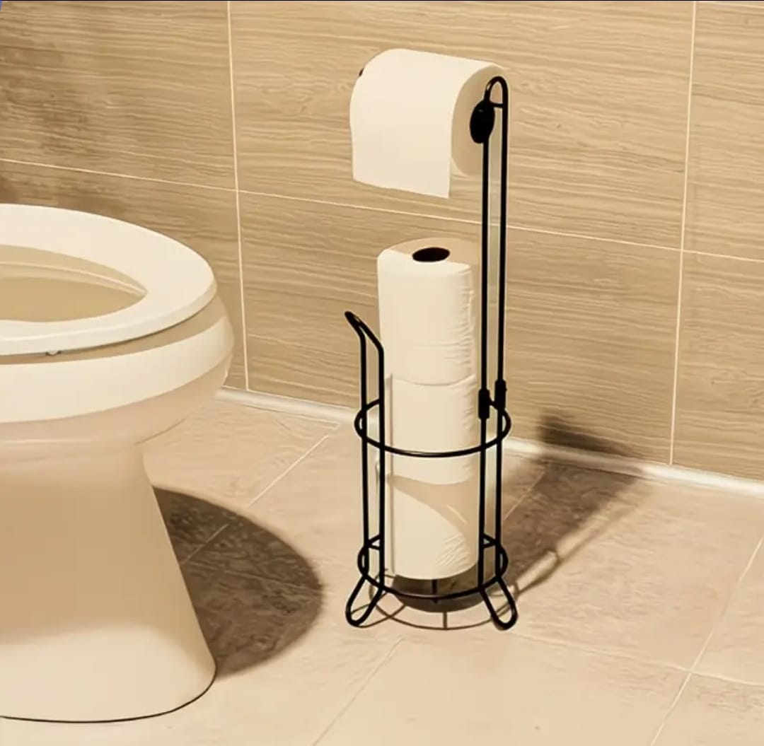 Bathroom Toilet Roll Holder with Storage Rack