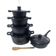  Black Cookware Set with Glass Lids — 11 Pieces