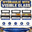 Black Stainless Steel Rectangular Hydraulic Chafing Dish with Glass Lid, 9 Litres div