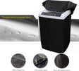 Black waterproof top load washing machine cover made from Oxford polyester fabric, size 58 × 61 × 96 cm.