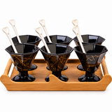 Black and Gold Marble Ceramic Ice Cream Cups spn