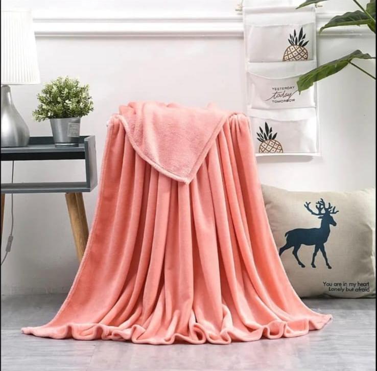 Blush Pink Coral Fleece Throw Blanket – 6 × 6 ft