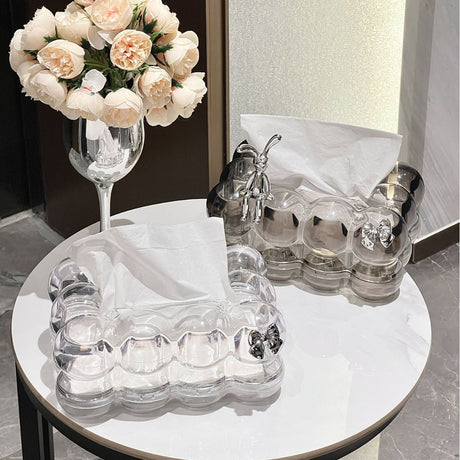 Bubble Acrylic Tissue Box Holder Bunny/Bow