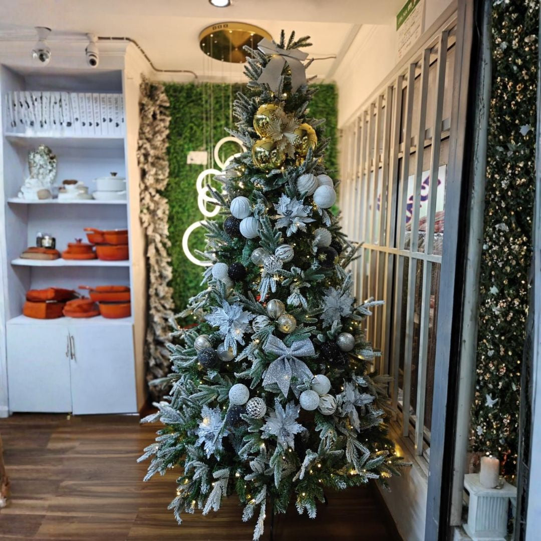 Pre-Lit Christmas Tree with Decorations and Mat