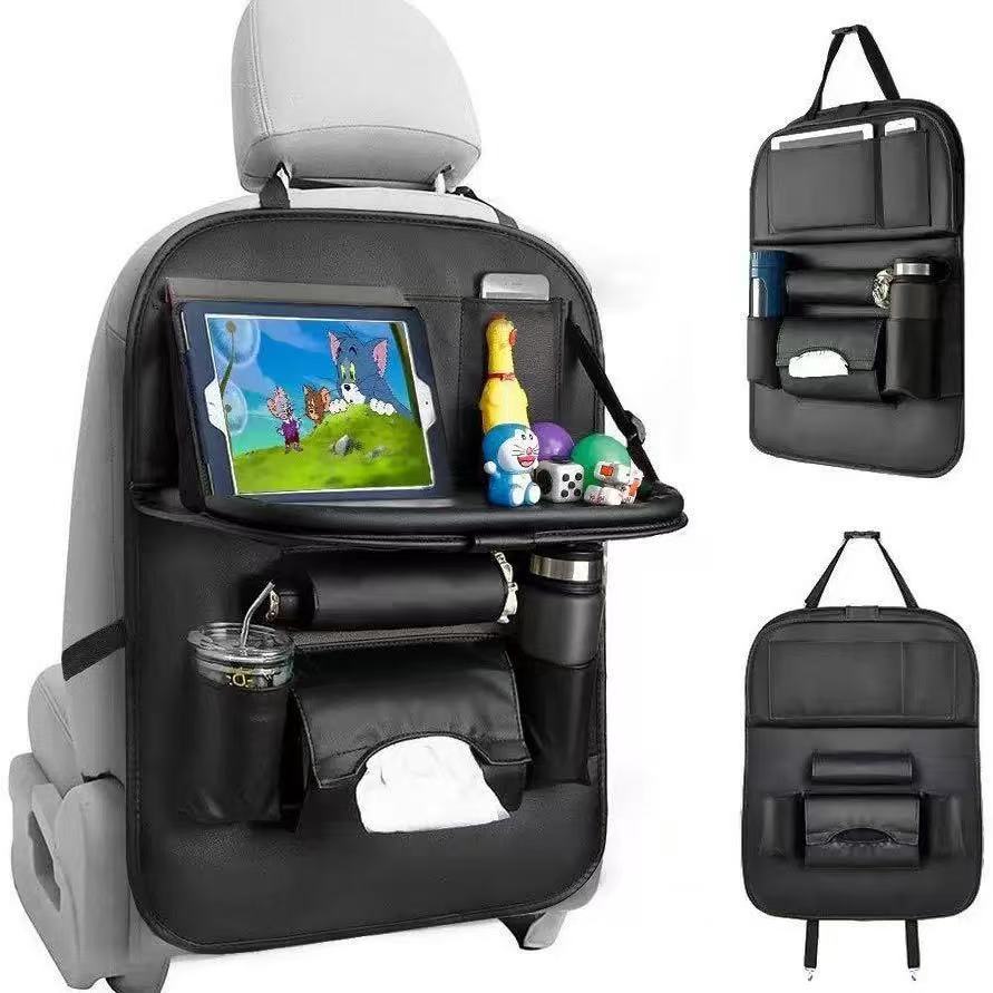 Car back seat storage bag with dinning tray