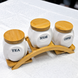 3-Piece Ceramic Kitchen Storage Jar Set with Bamboo Lids