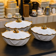 Ceramic Serving Bowls Gold Edge Set 3pcs