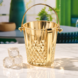 Gold Glass Crystal Ice Bucket with Metal Handle and Ice Tong — 900ml spn