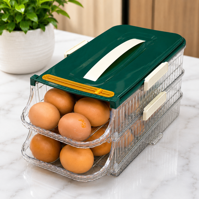 Sliding Egg Organizer with Lid 2-Tier