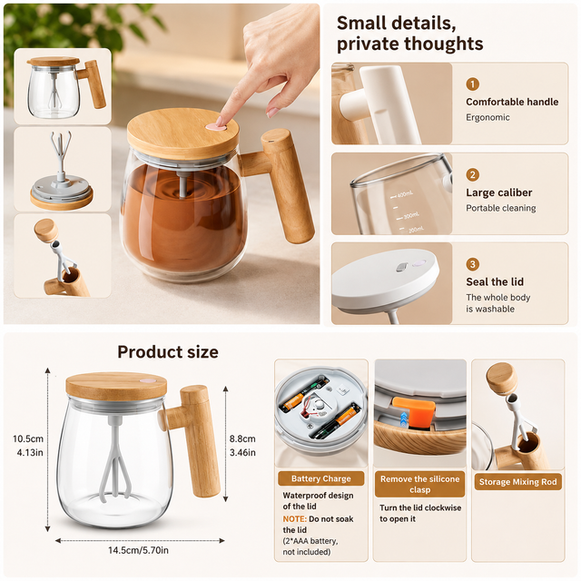 Smart Electric Stirring Glass Cup 400ml