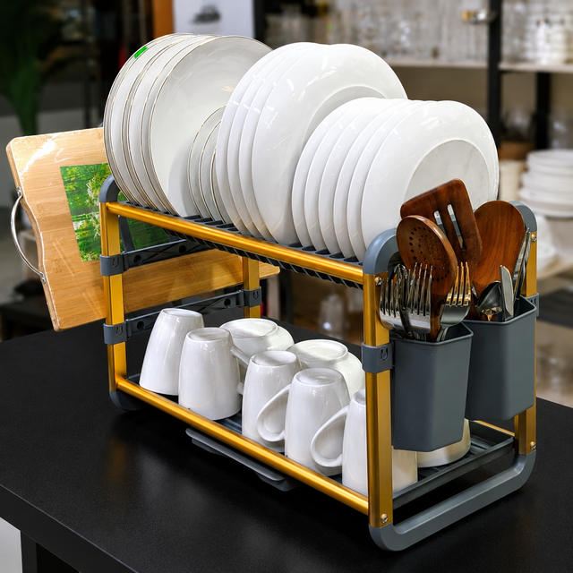 Heavy-Duty Aluminum Dish Drying Rack 2 tier