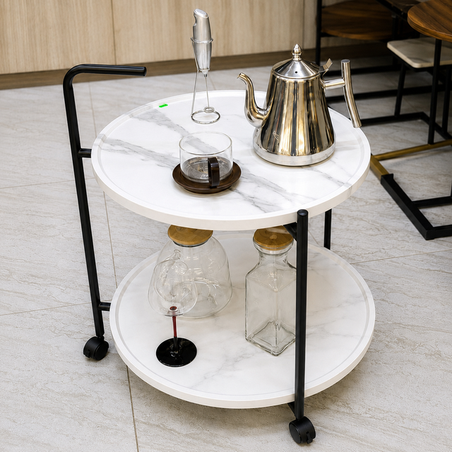 Round Serving Trolley 50×54×70cm 2-Tier