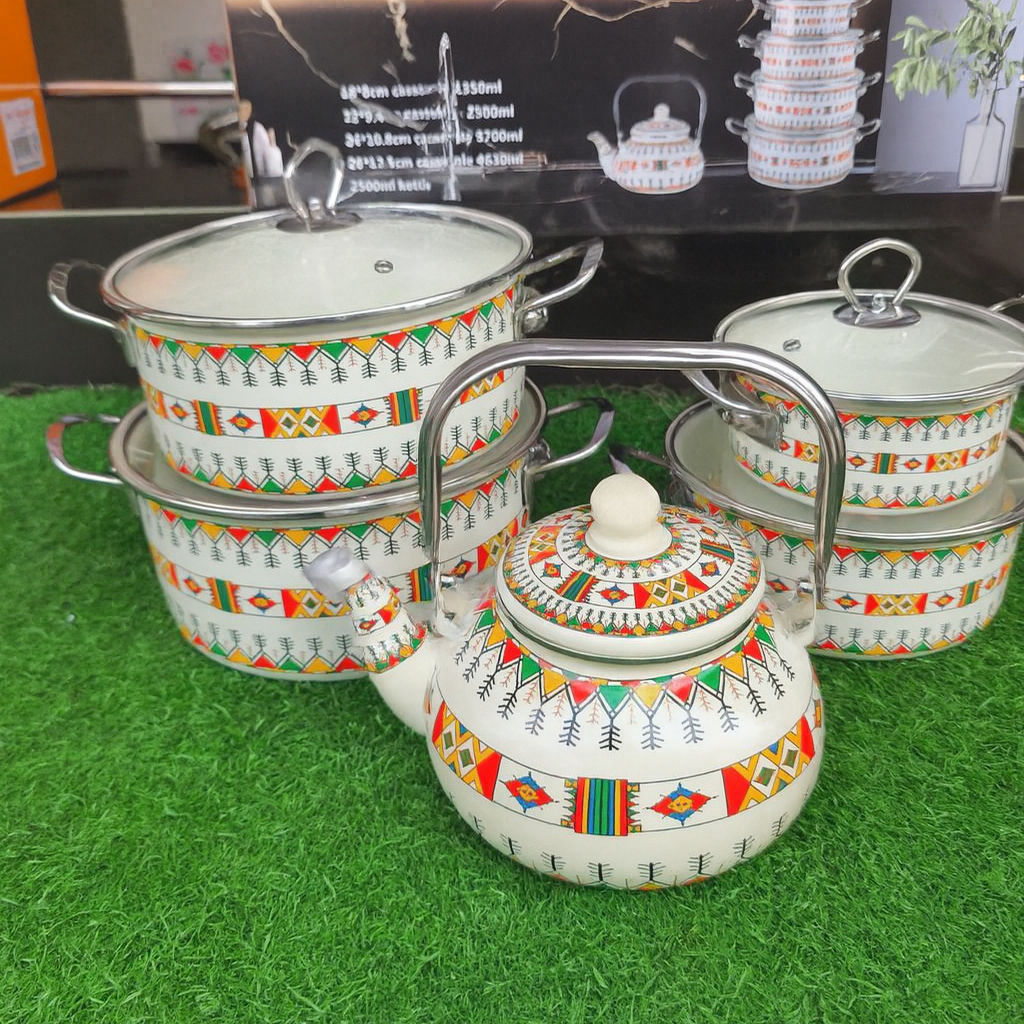  ENAMEL COOKWARE SETS with KETTLE 