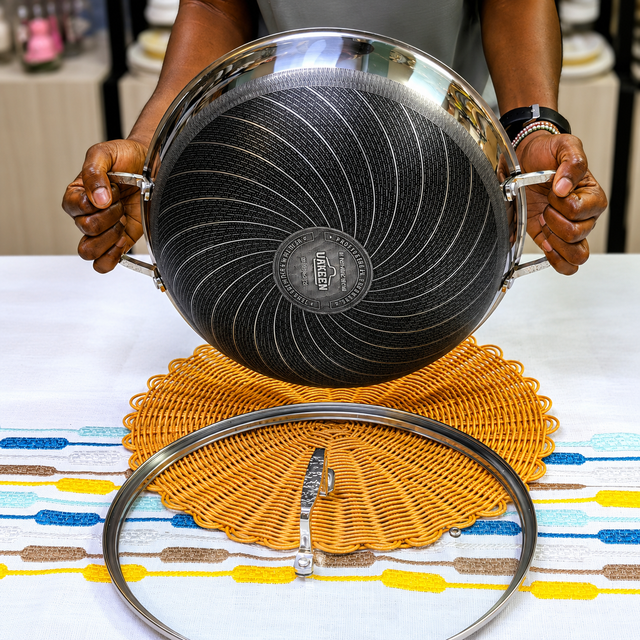 UAKEEN Premium Non-Stick Deep Frying Pan with Glass Lid