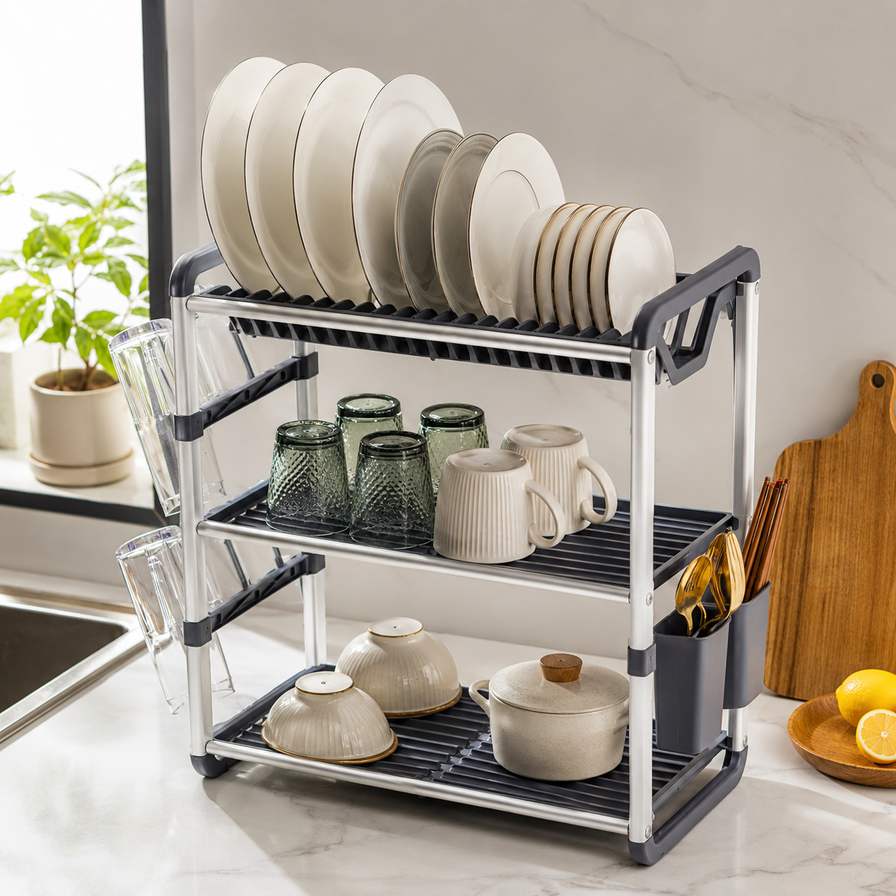 Kitchen Dish Drying Rack 3-Tier