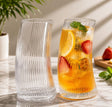 Clear Ribbed Wave Crystal Glasses with Curved Shape, Tall Size 520ml spn