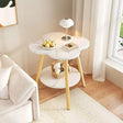 Cloud Shape Double Layer Side Table, White Marble Effect — 50 x 50cm stc
