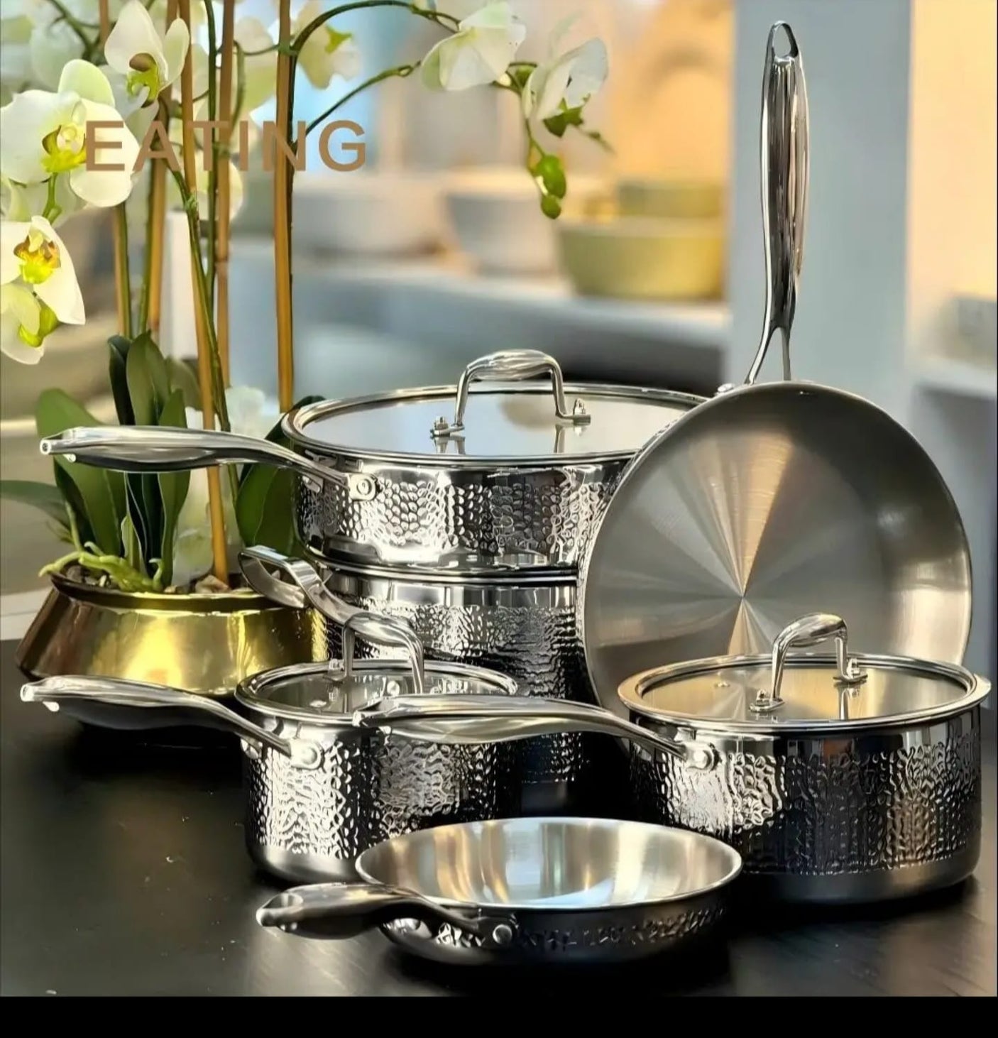 Triply Stainless Steel Cookware Set Hammered Design 10pcs Kenya