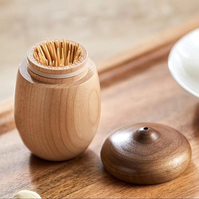 Creative Walnut Cotton Swab & Toothpick Holder cry