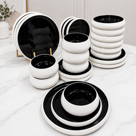 24pcs Elegant White Double glaze Ceramic Dinner set