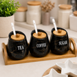 Decorative Ceramic Kitchen Canister with Bamboo Lid spn
