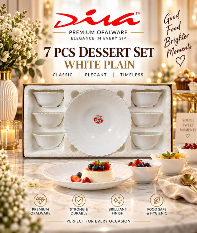Dessert set white opalware scalloped bowls in gift box — iDecorators Kenya