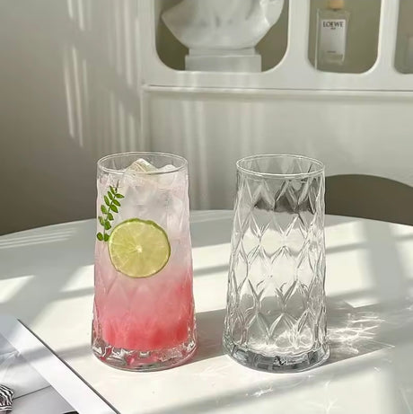  Diamond Embossed Drinking Glasses 6PCS set