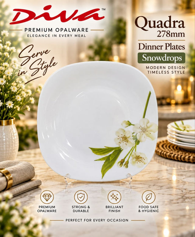 Diva Quadra Midnight Opalware Dinner Plate — 278mm.6 pcs
