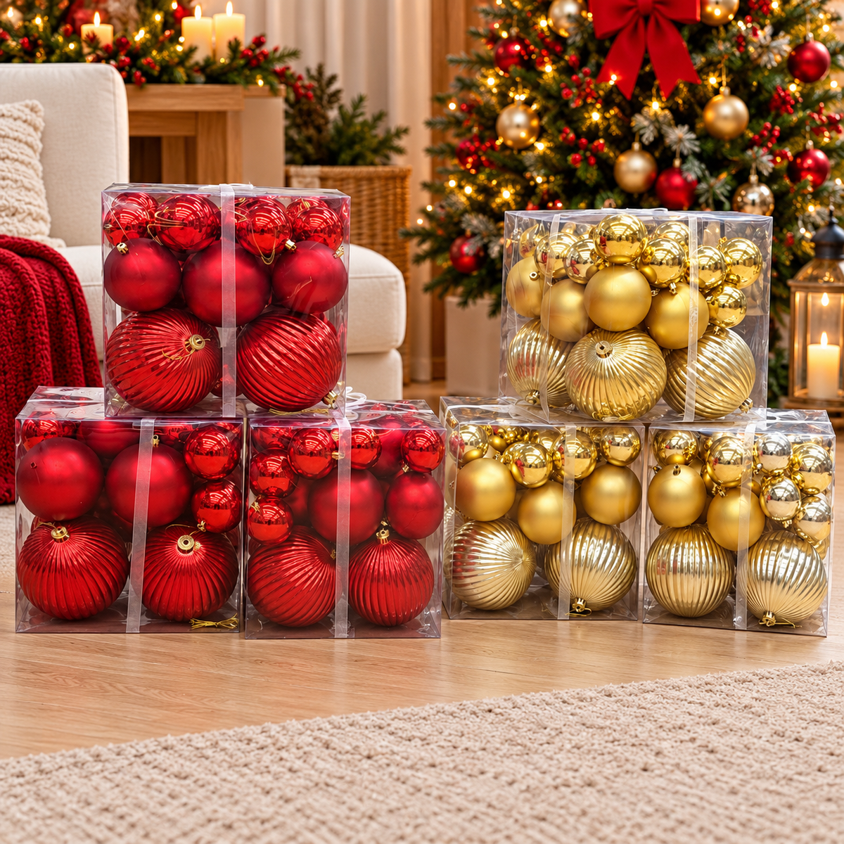 Christmas bauble hamper red and gold large 26 piece boxed set — iDecorators Kenya
