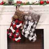 Christmas stockings red and black plaid dog design faux fur cuff mantel — iDecorators Kenya