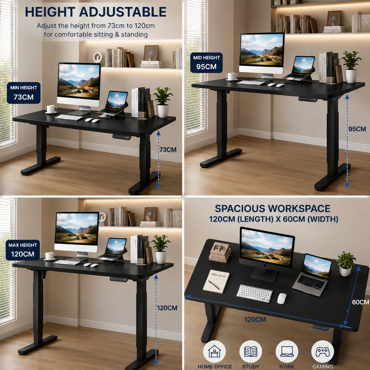 Multi-Purpose Electric Height Adjustable Home Office Laptop Desk Table
