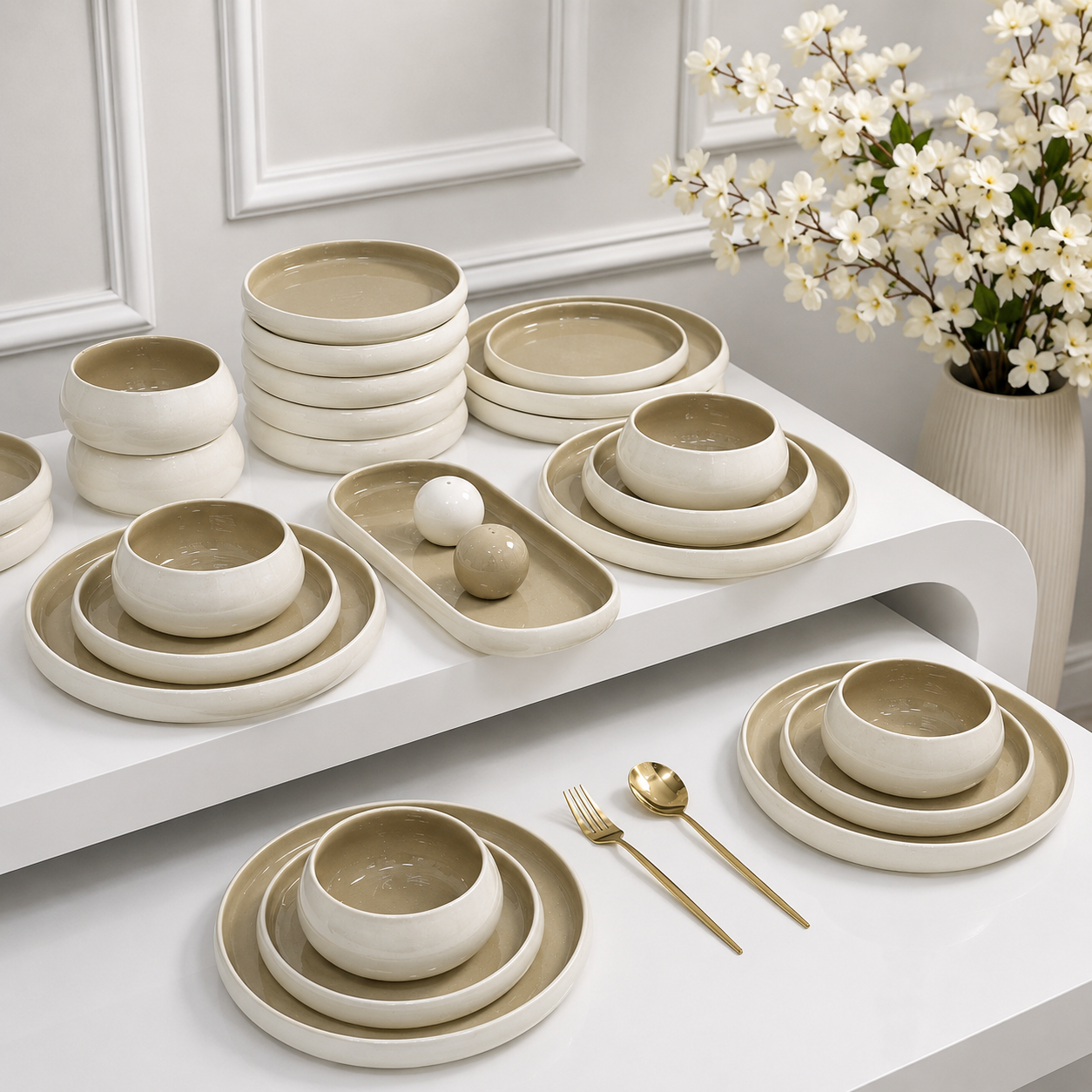 Elegant European Double Glaze Porcelain Dinner Set – 27 Pieces