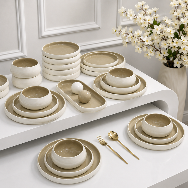 Elegant European Double Glaze Porcelain Dinner Set – 27 Pieces