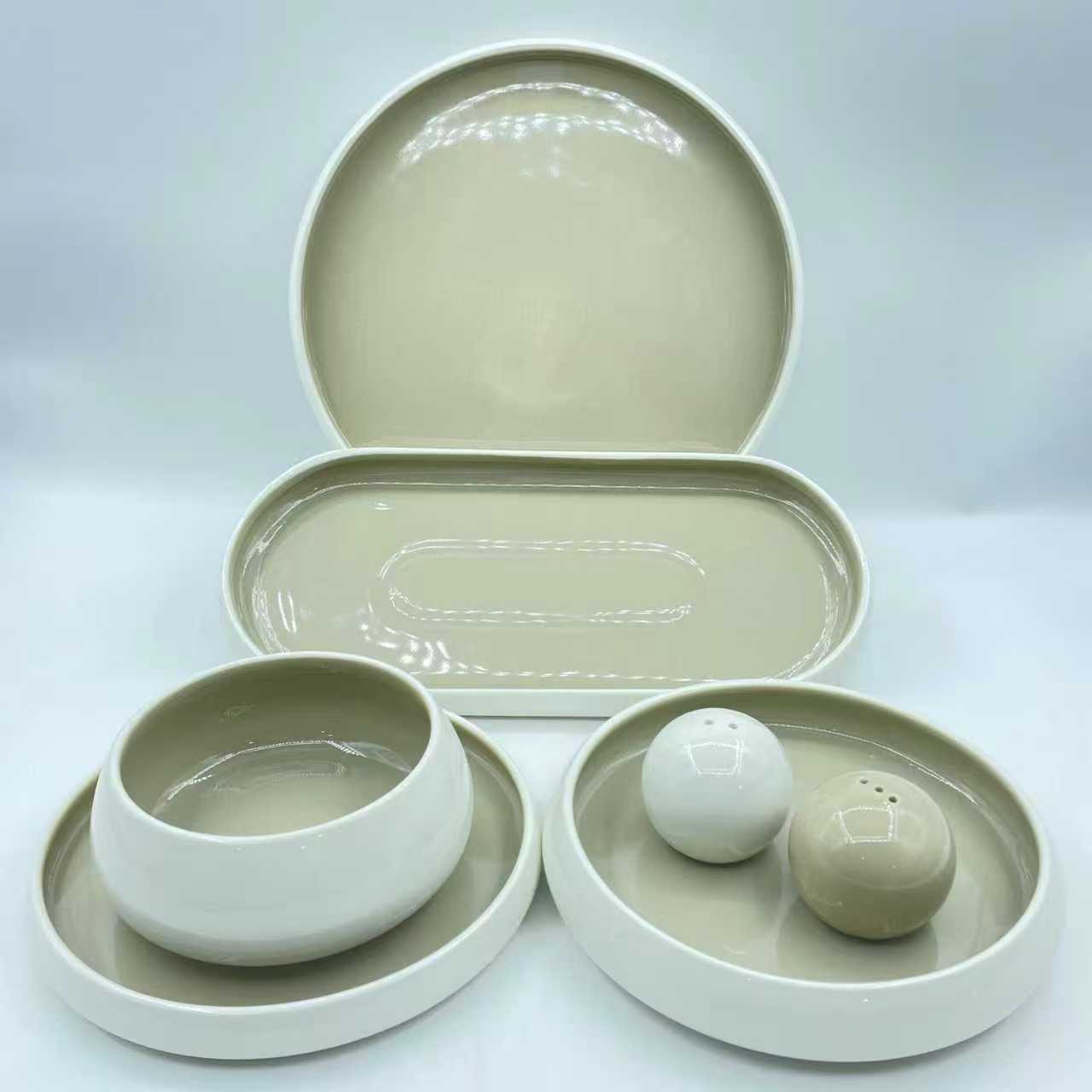  Elegant  European Double Glaze Porcelain Dinner set