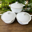 Elegant White Ceramic Casserole Serving Dish Set with Lids