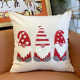 Embroidered White Christmas Cushion with Three Red Gnomes — 45 x 45 cm car