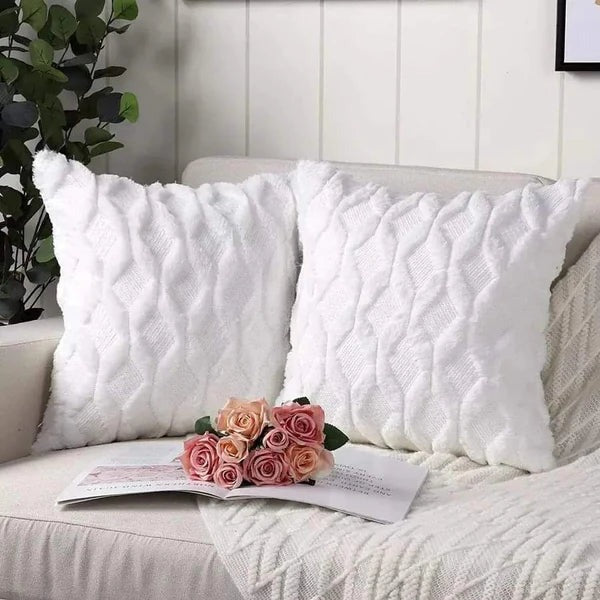 Rustic Embroidered Plush Short Faux Wool Pillowcase