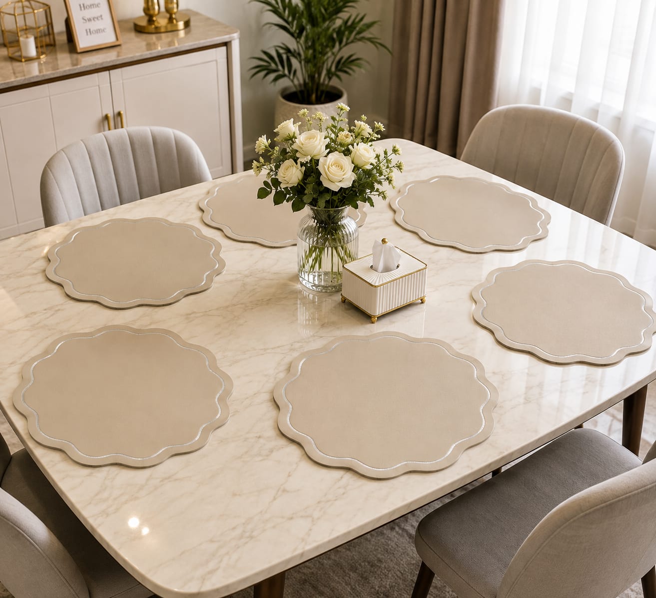Luxury Faux Leather Round PVC Table Placemats – 38cm Heat Resistant Dining Mats CRY