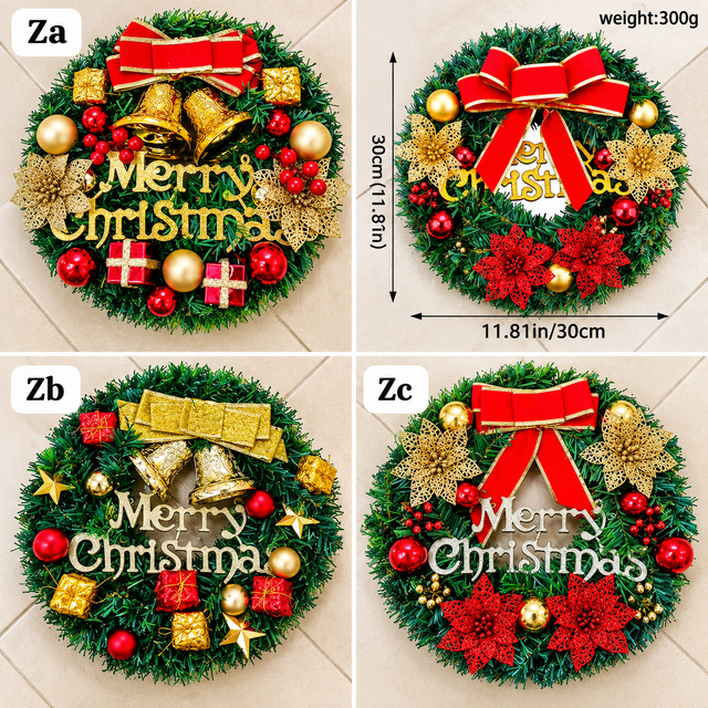 Cypress Christmas Wreath for Front Door, Festive Hanging Decoration Ornament — 30 cm zaw